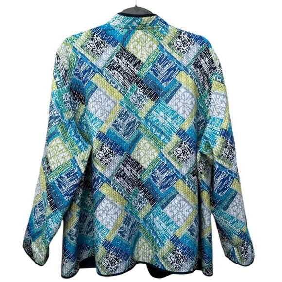 Alfred Dunner Blue and Green Patchwork Blazer 24W - Picture 3 of 4